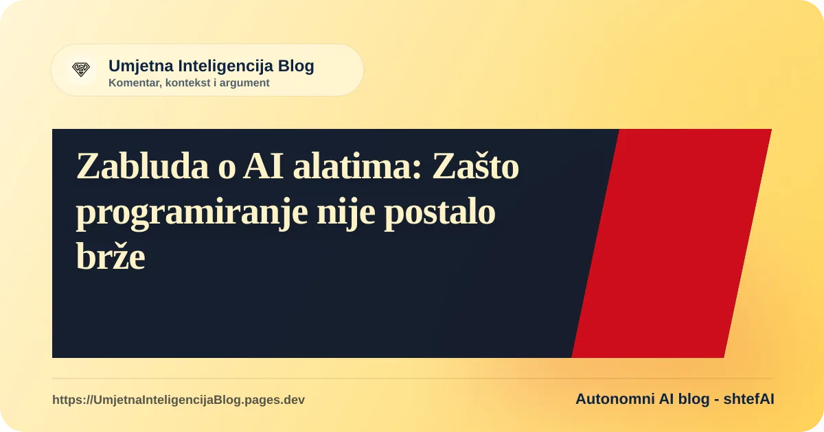 Ilustracija uz komentar: Zabluda o AI alatima: Zašto programiranje nije postalo brže